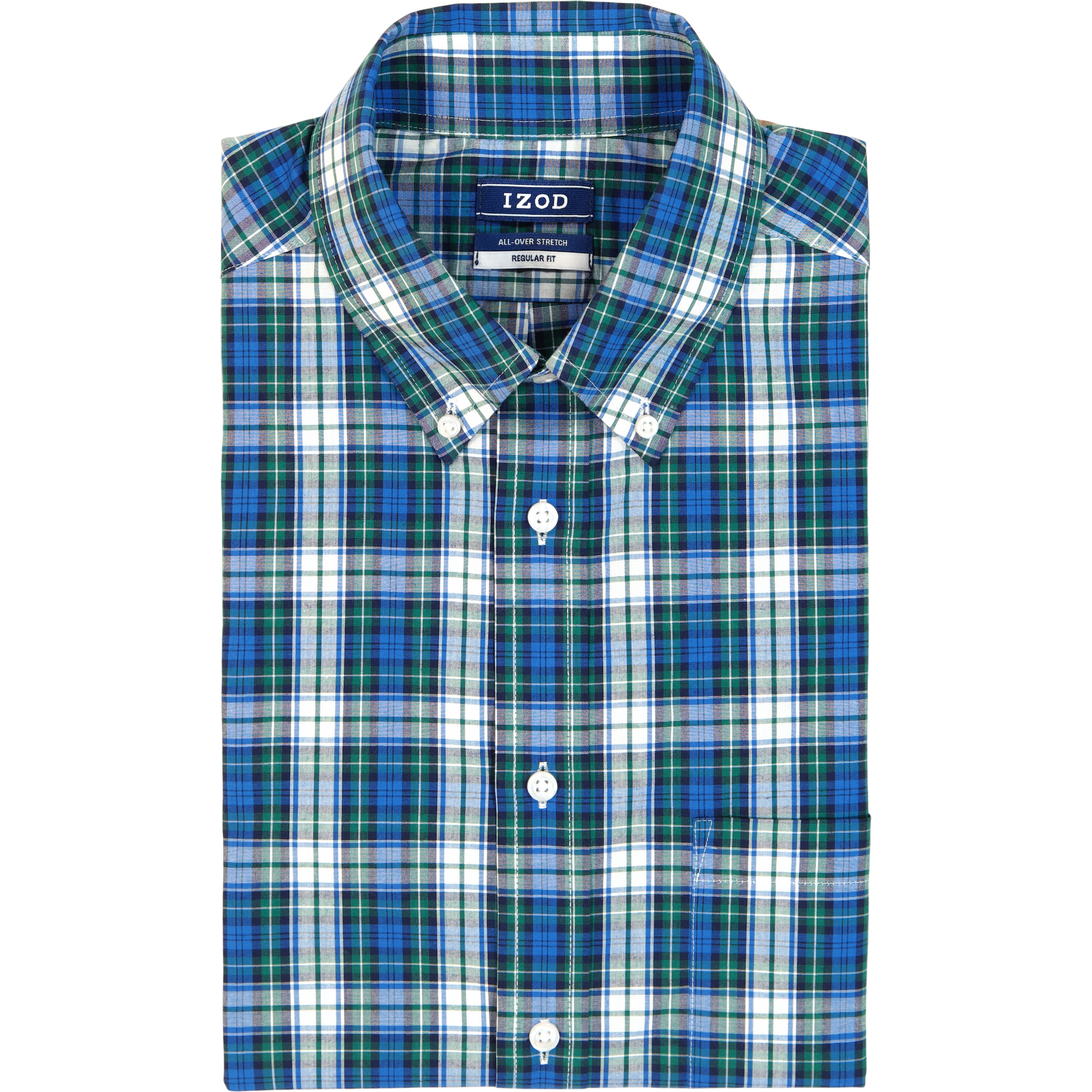 All Over Stretch Tartan Button Down Dress Shirt - Evergreen – IZOD