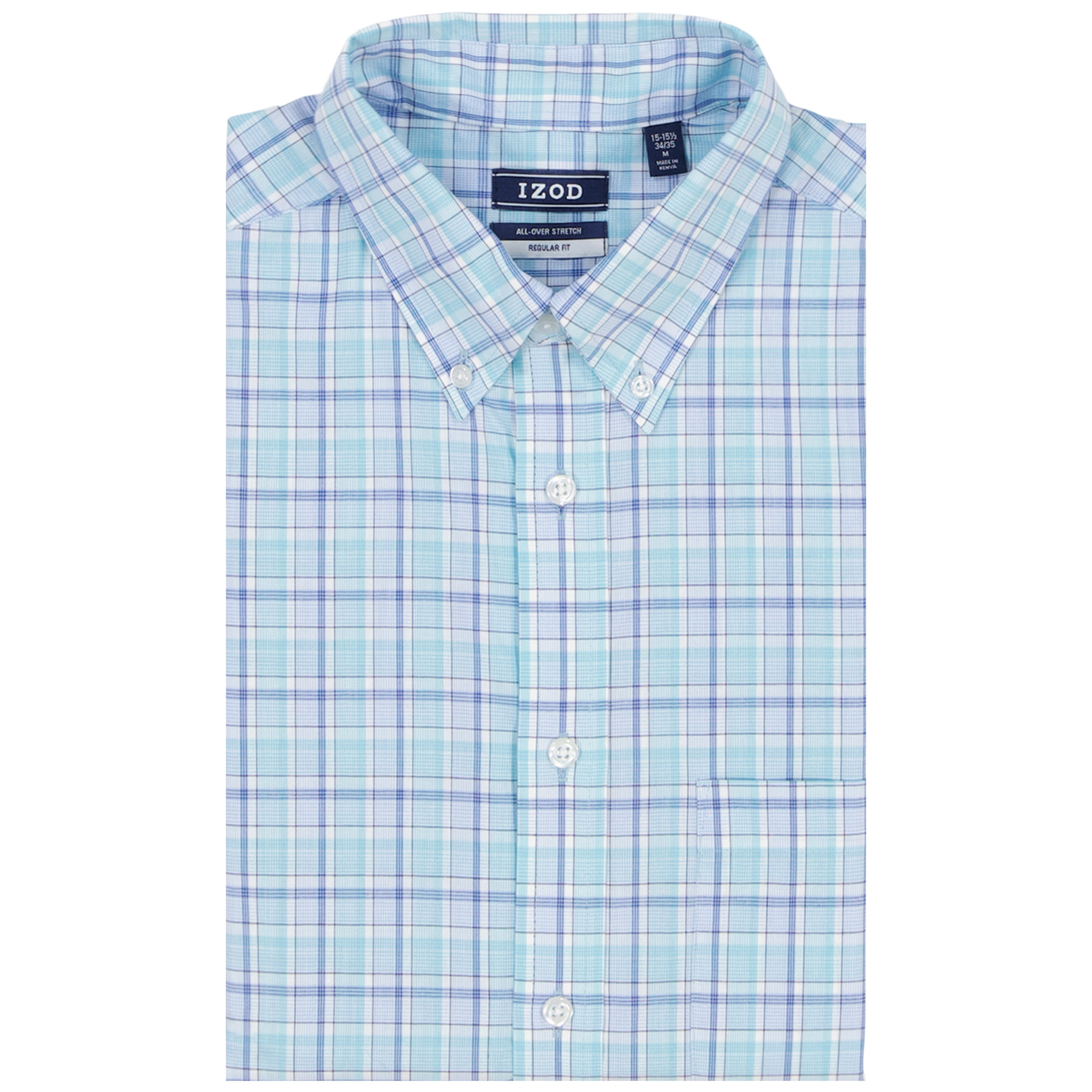 All Over Stretch Plaid Button Down Dress Shirt (Button Down Collar) - Limpet Shell IZOD All Over Stretch Plaid Button Down Dress Shirt (Button Down Collar) - Limpet Shell IZOD
