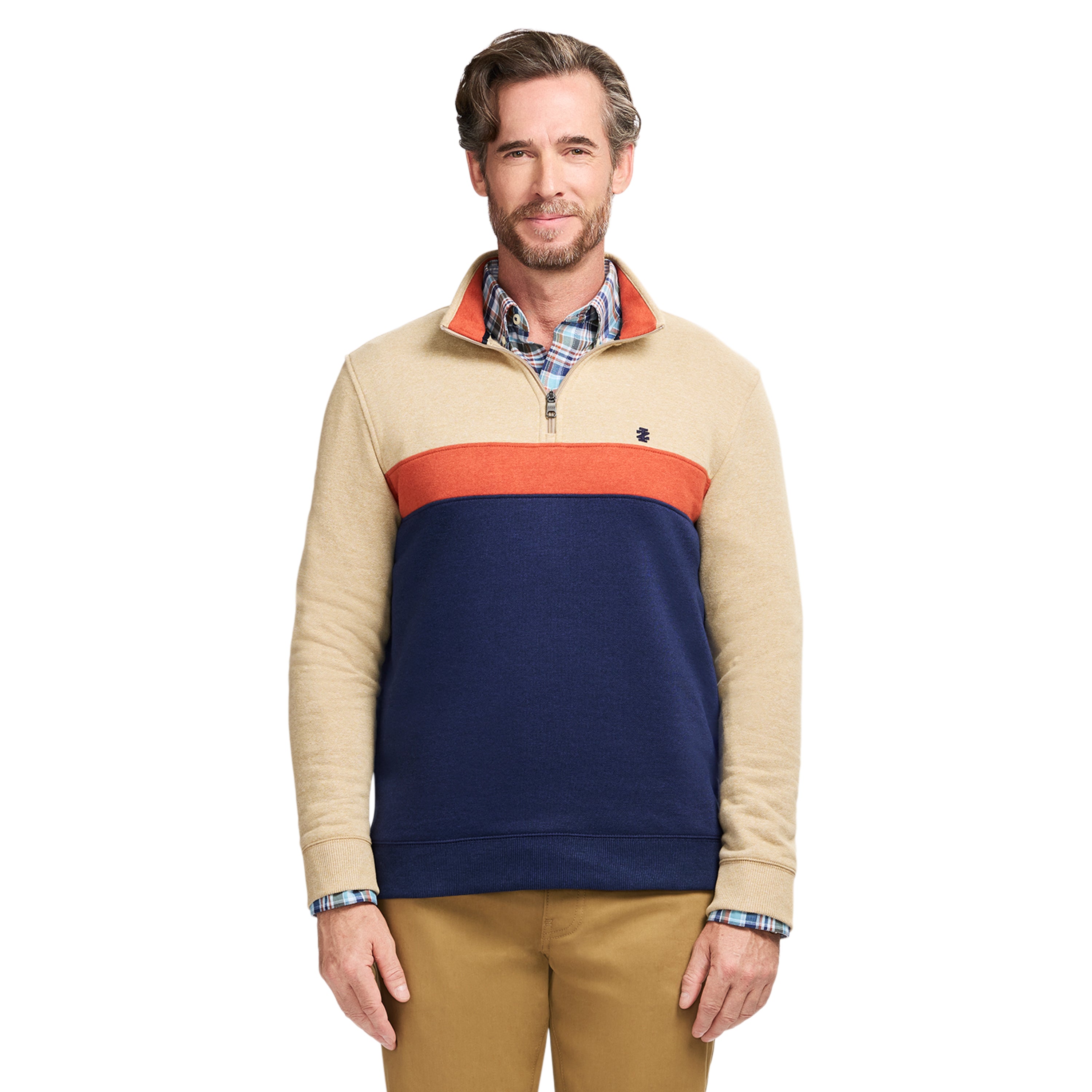 Advantage Performance Colorblock Quarter Zip Fleece - Camel Hthr