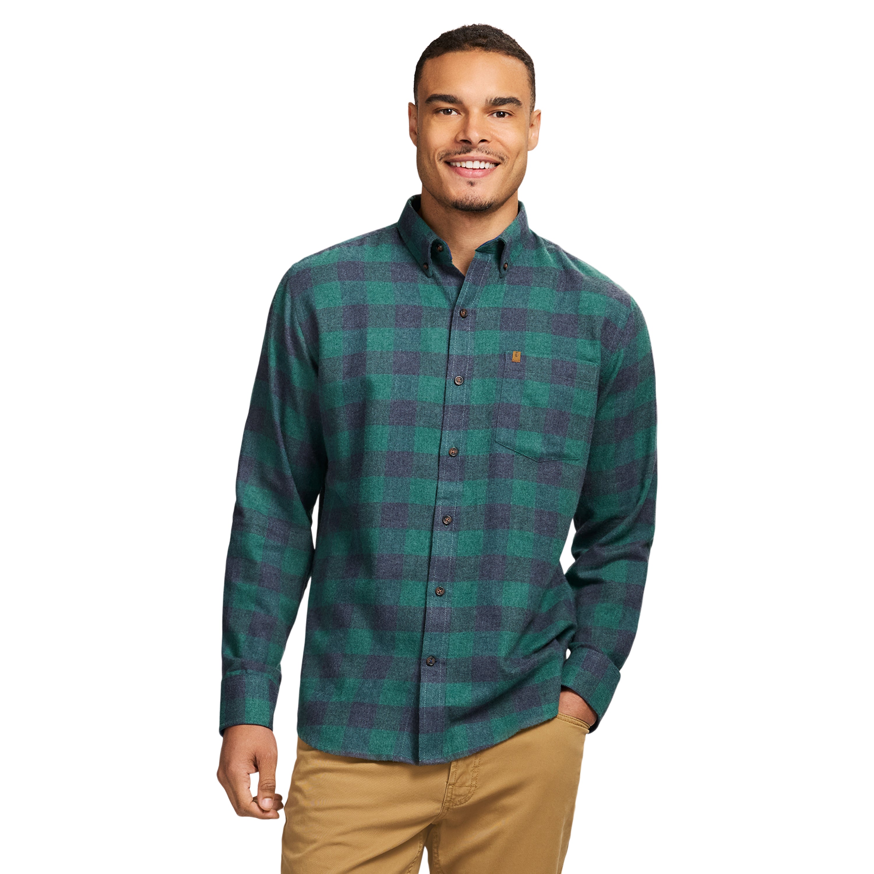 Stratton Flannel Long Sleeve Button Down Shirt - Trekking Green – IZOD