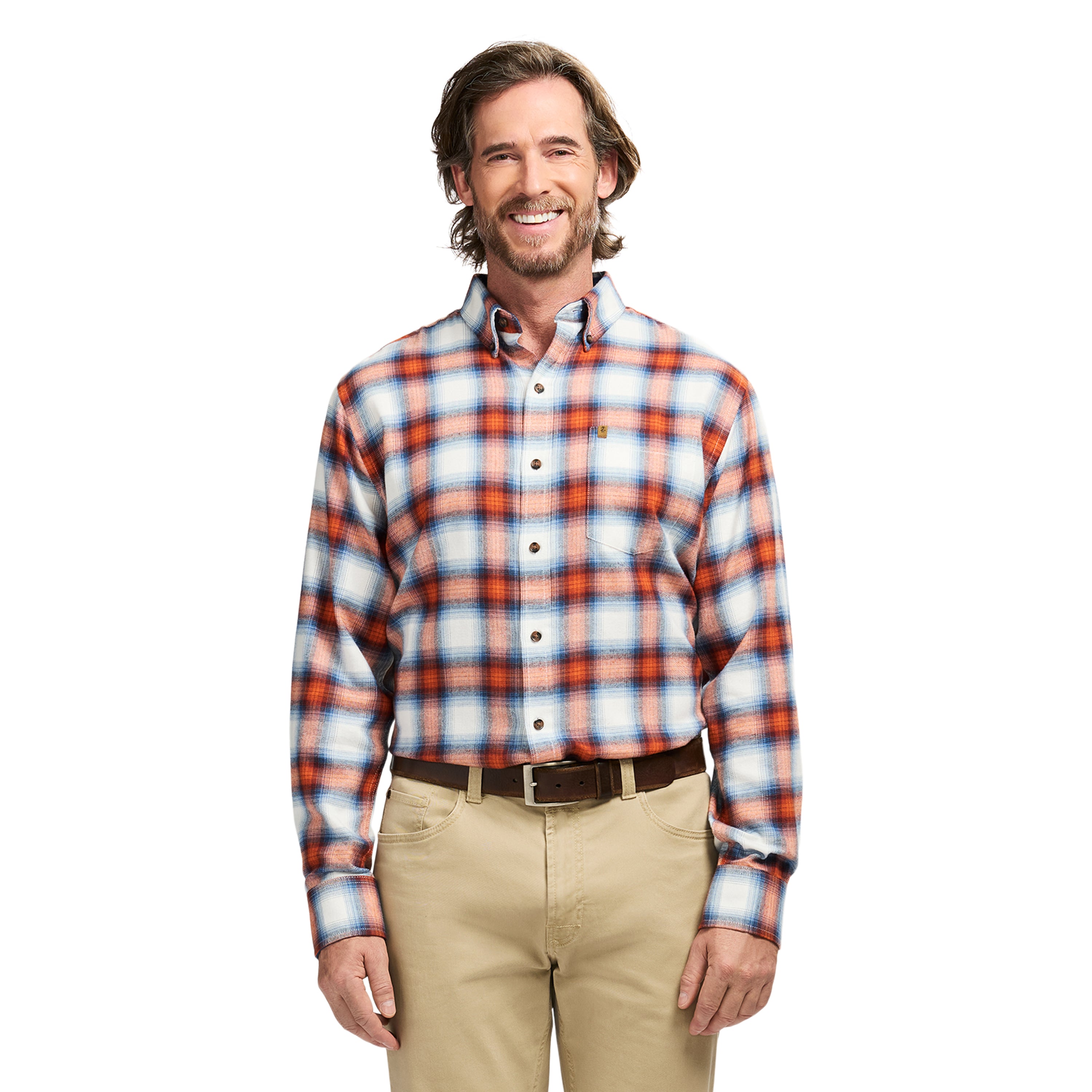 Stratton Flannel Long Sleeve Button Down Shirt - Orange Rust – IZOD