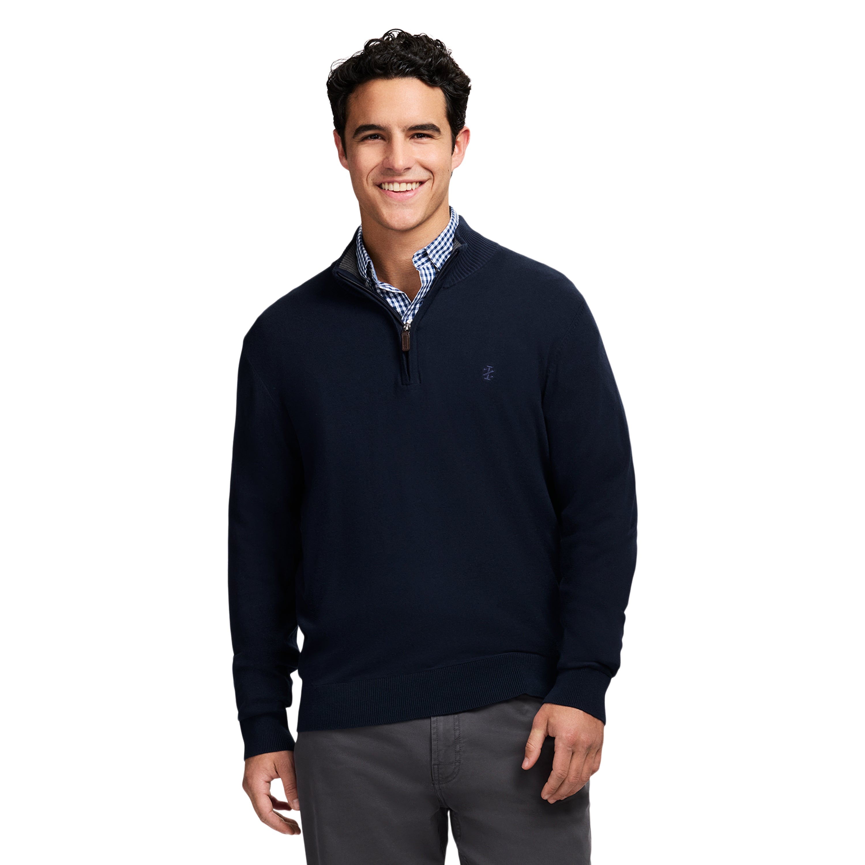 イーストブルー Fine Gauge Quarter Zip Sweater - Navy Blazer – IZOD