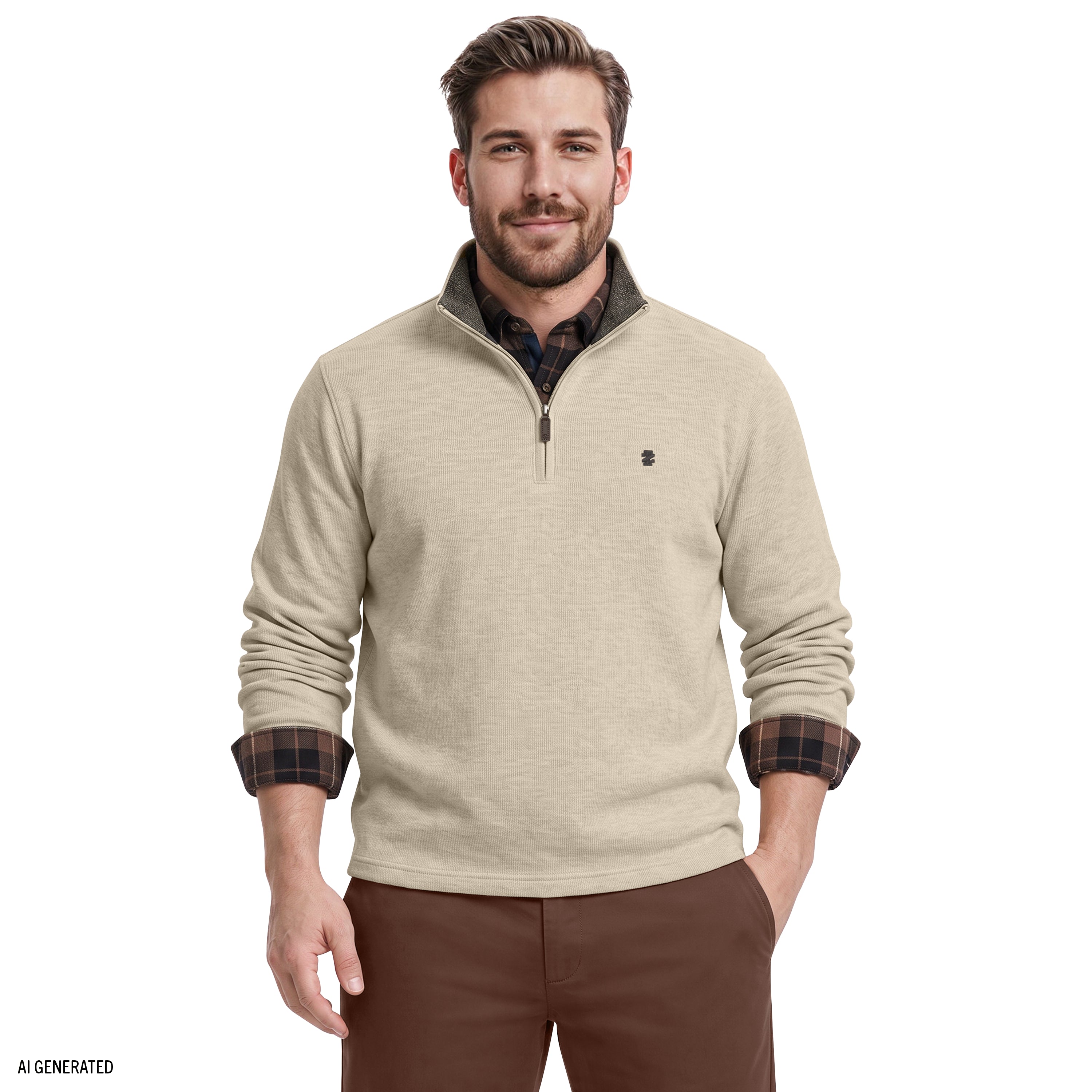 00s thermal henry neck L/S y2k USA製 フェード Big & Tall Thermasoft Sweater Fleece Quarter Zip - Rock Hthr – IZOD