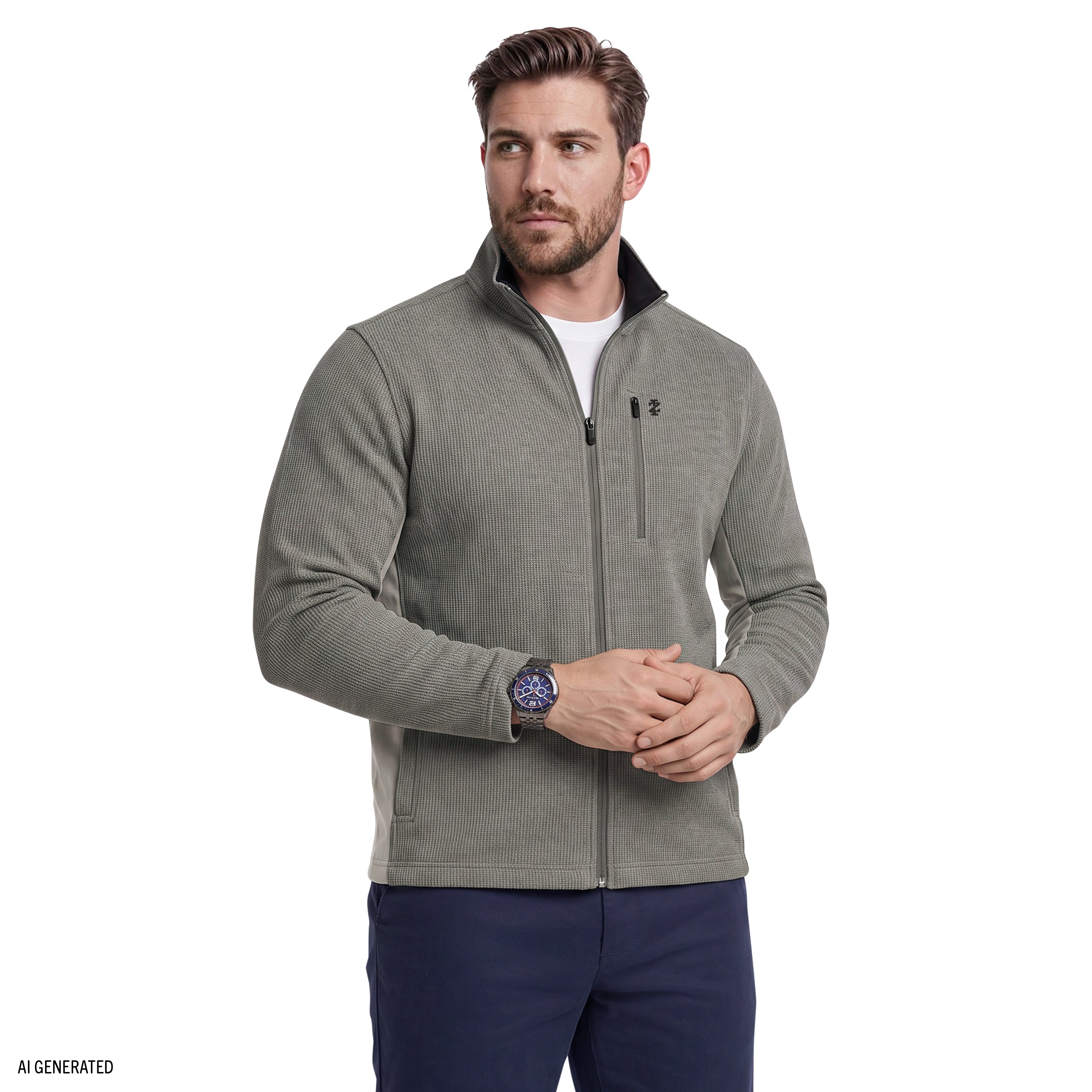 Big & Tall Shaker Fleece Jacket - Lt Grey Hthr – IZOD