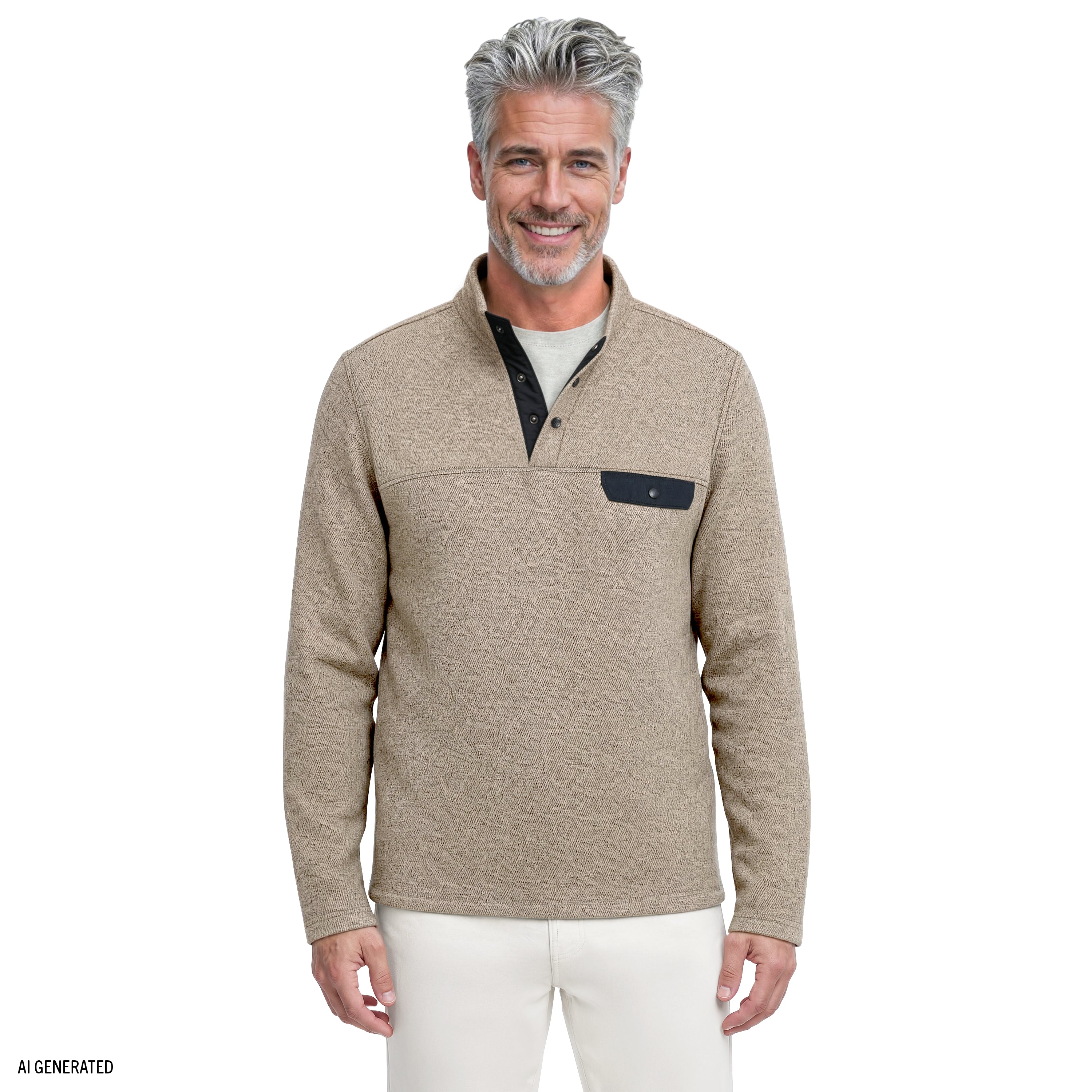 Sweater Fleece Snap Neck Pullover - Crockery – IZOD