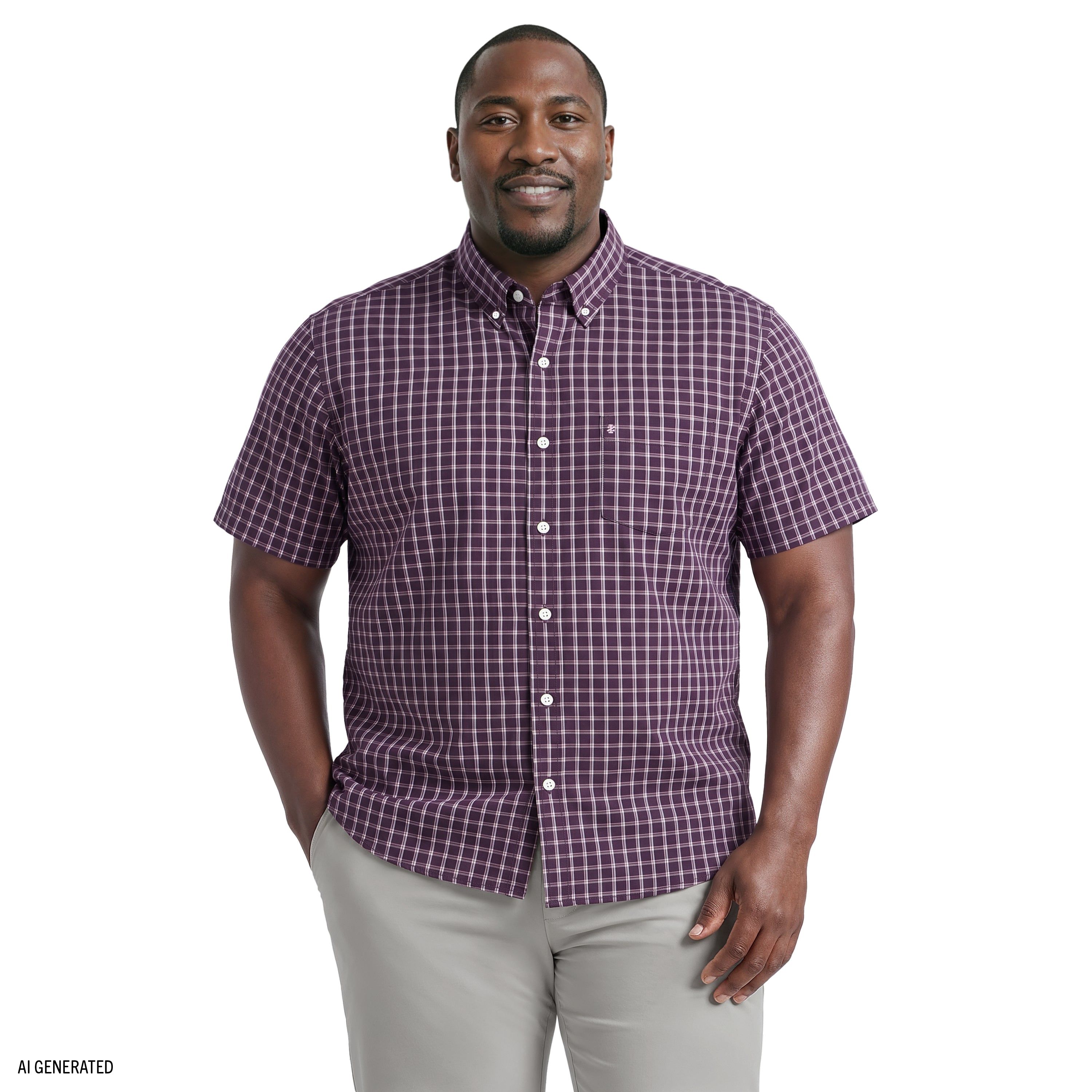 BIG & TALL BREEZE SHORT SLEEVE BUTTON DOWN SHIRT - NIGHTSHADE – IZOD