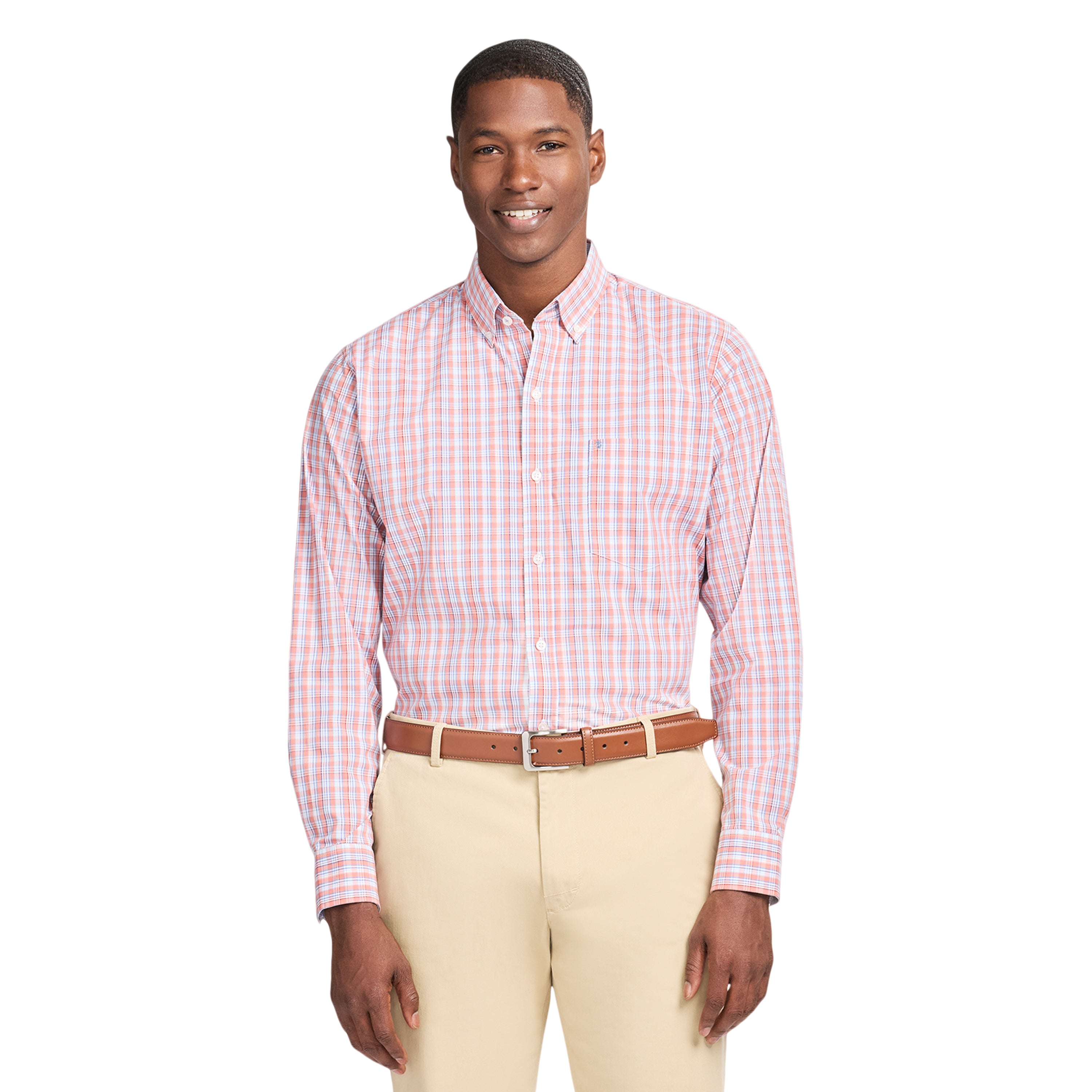 Performance Comfort L/S Plaid Shirt - Coral Rose – IZOD