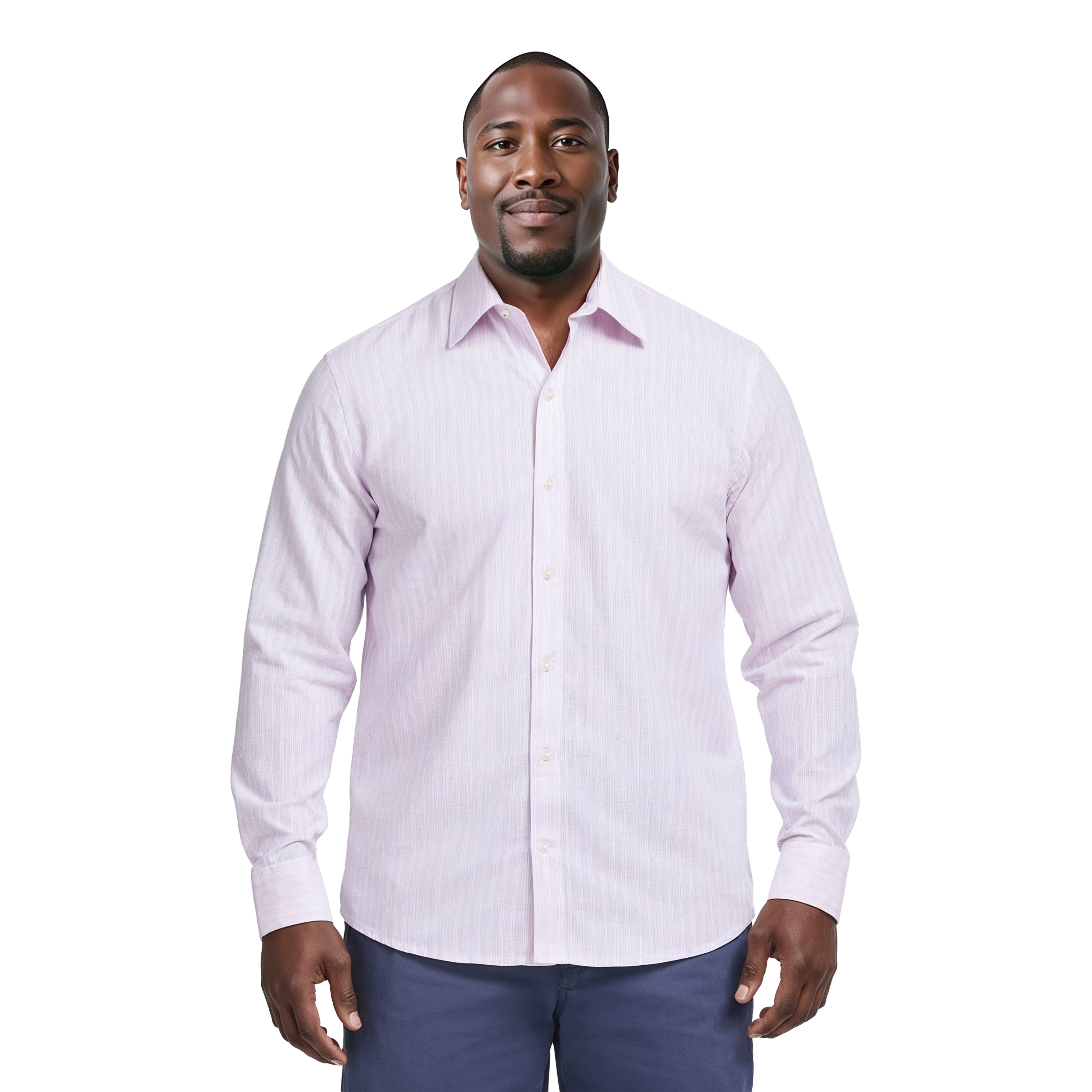 BIG & TALL LUXURY SPORT L/S STRIPED SHIRT - ROSE SHADOW – IZOD