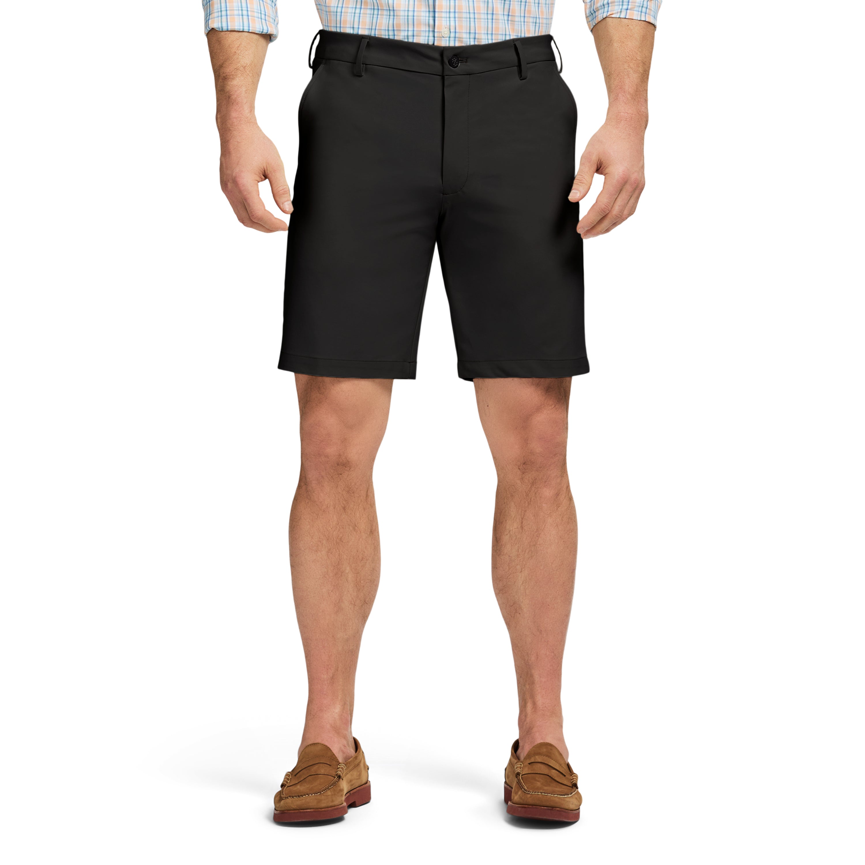 Non-Iron Stretch Straight Fit Flat Front Traveler Short - Black – IZOD