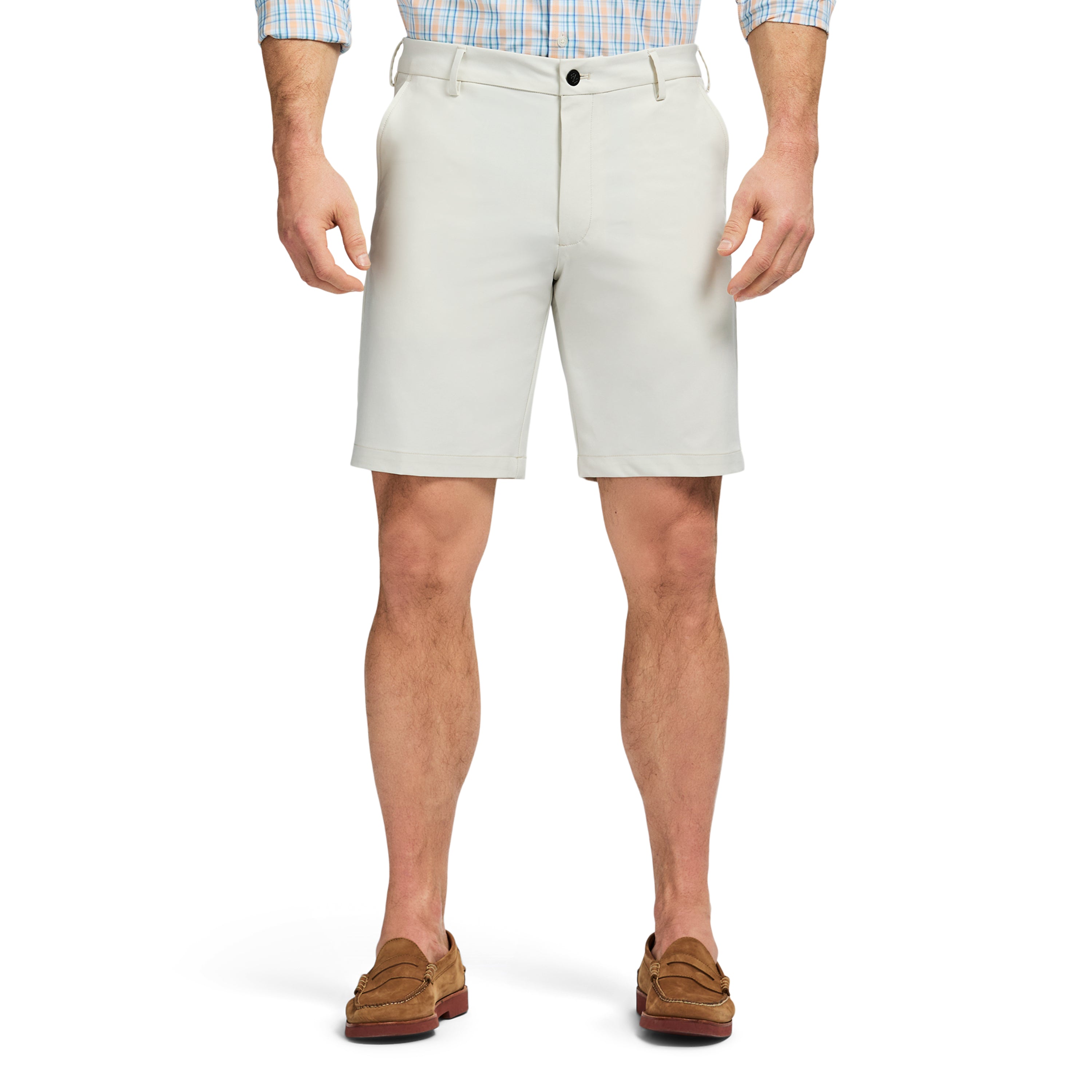 Non-Iron Stretch Straight Fit Flat Front Traveler Short - Silver