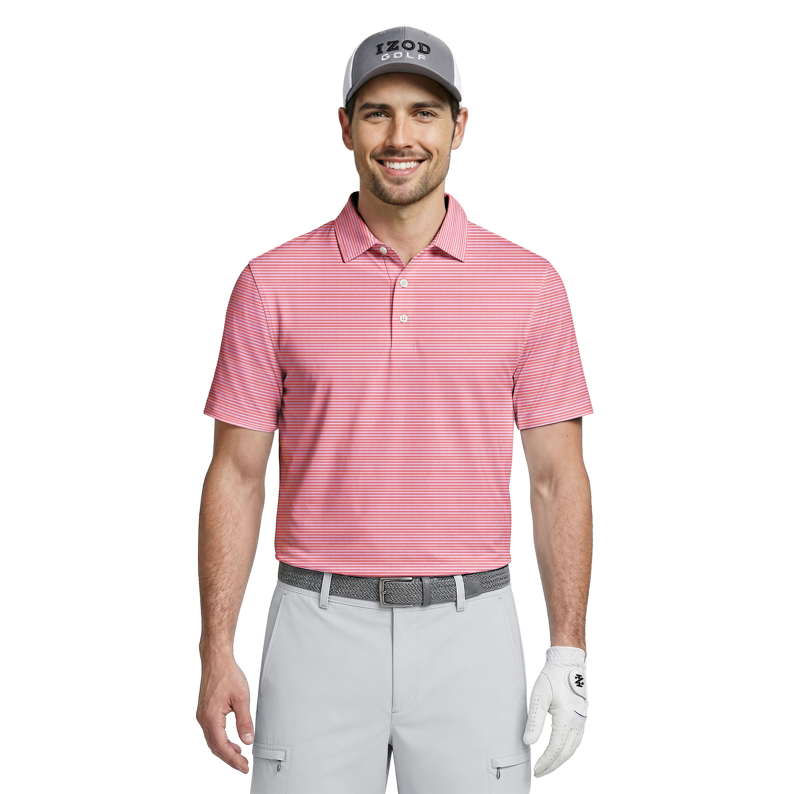 GOLF SWINGFLEX ELITE PRINTED POLO - PINK LEMONADE – IZOD