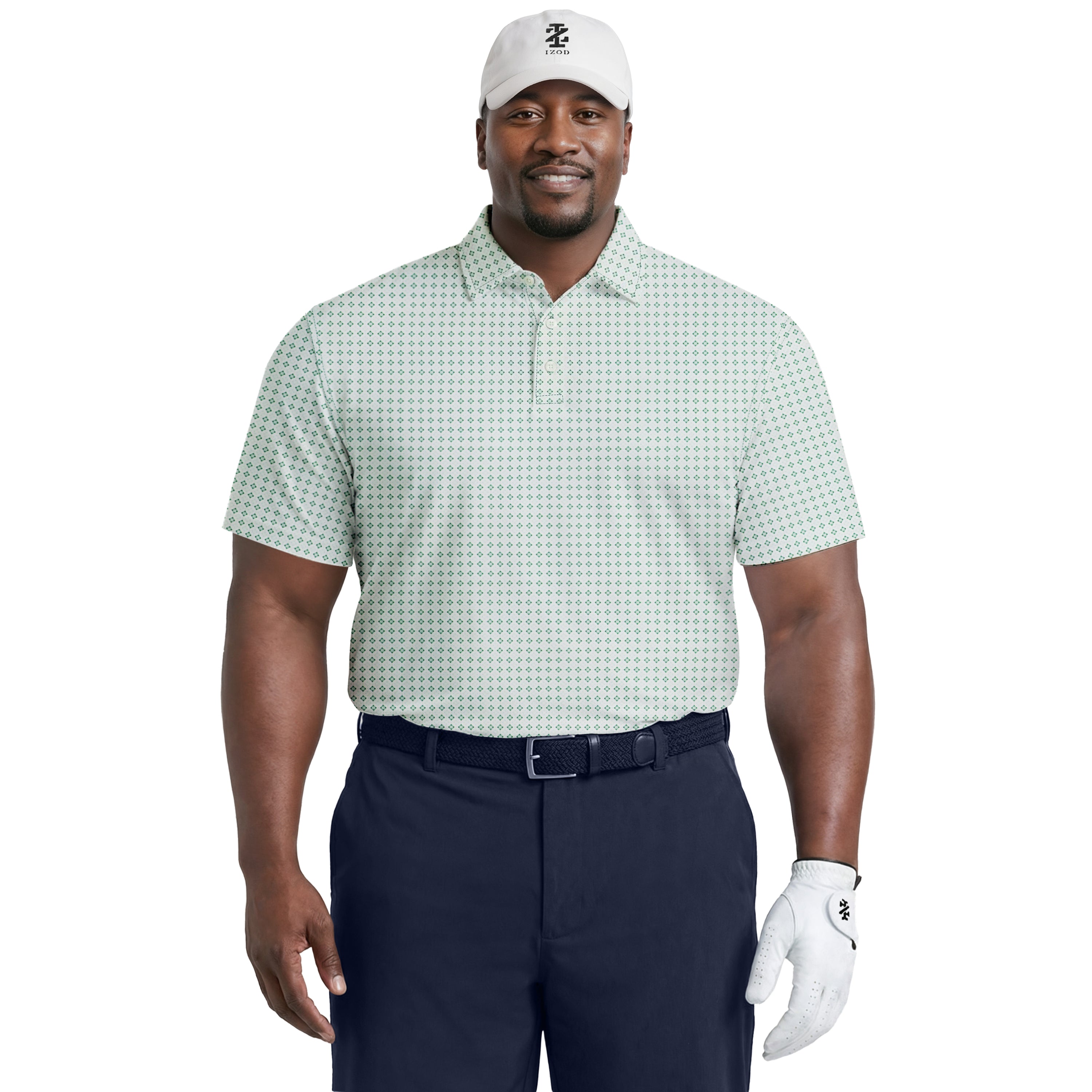 BIG & TALL GOLF SWINGFLEX ELITE PRINTED POLO - WHITE – IZOD