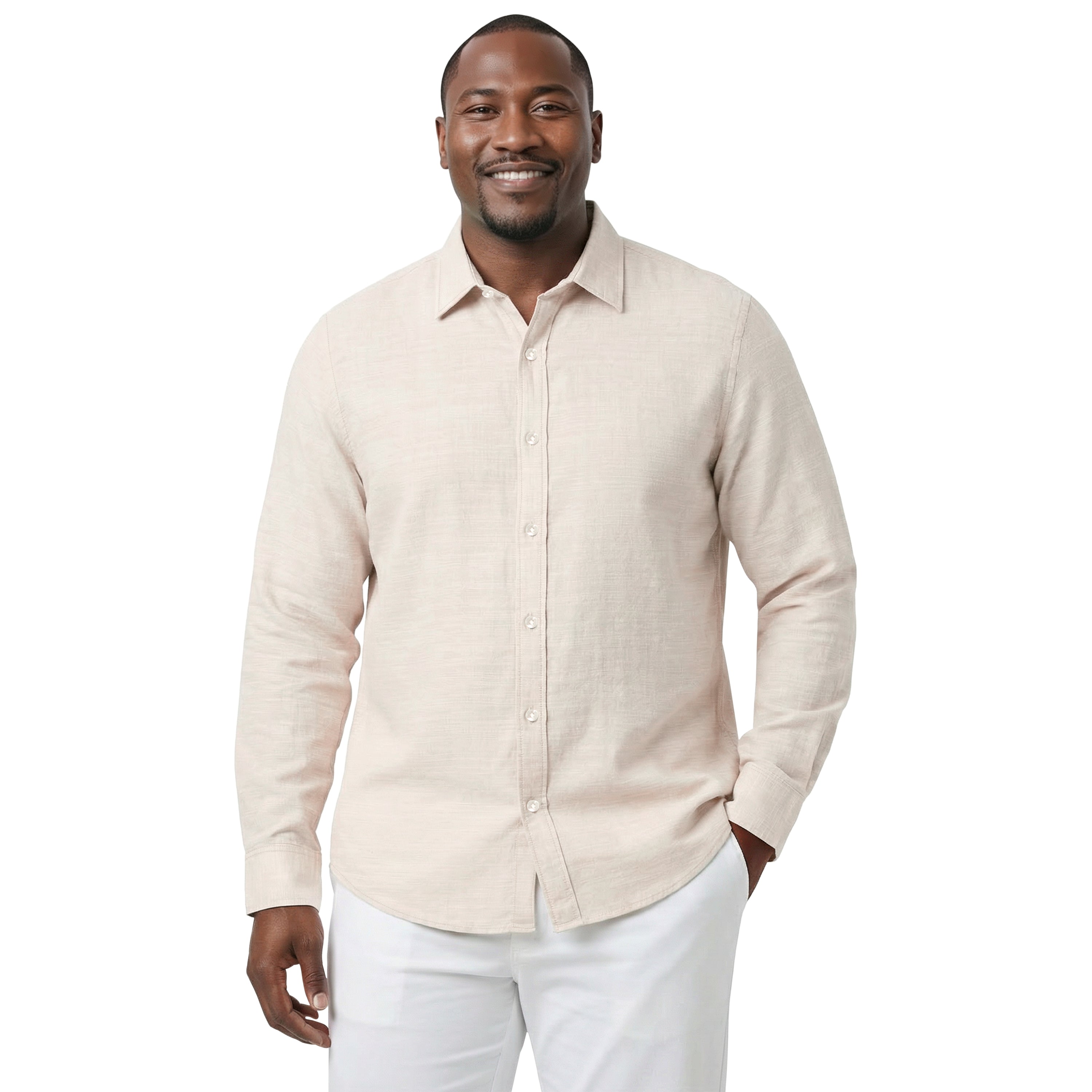 BIG & TALL LUXURY SPORT L/S BUTTON-DOWN SHIRT - CROCKERY – IZOD