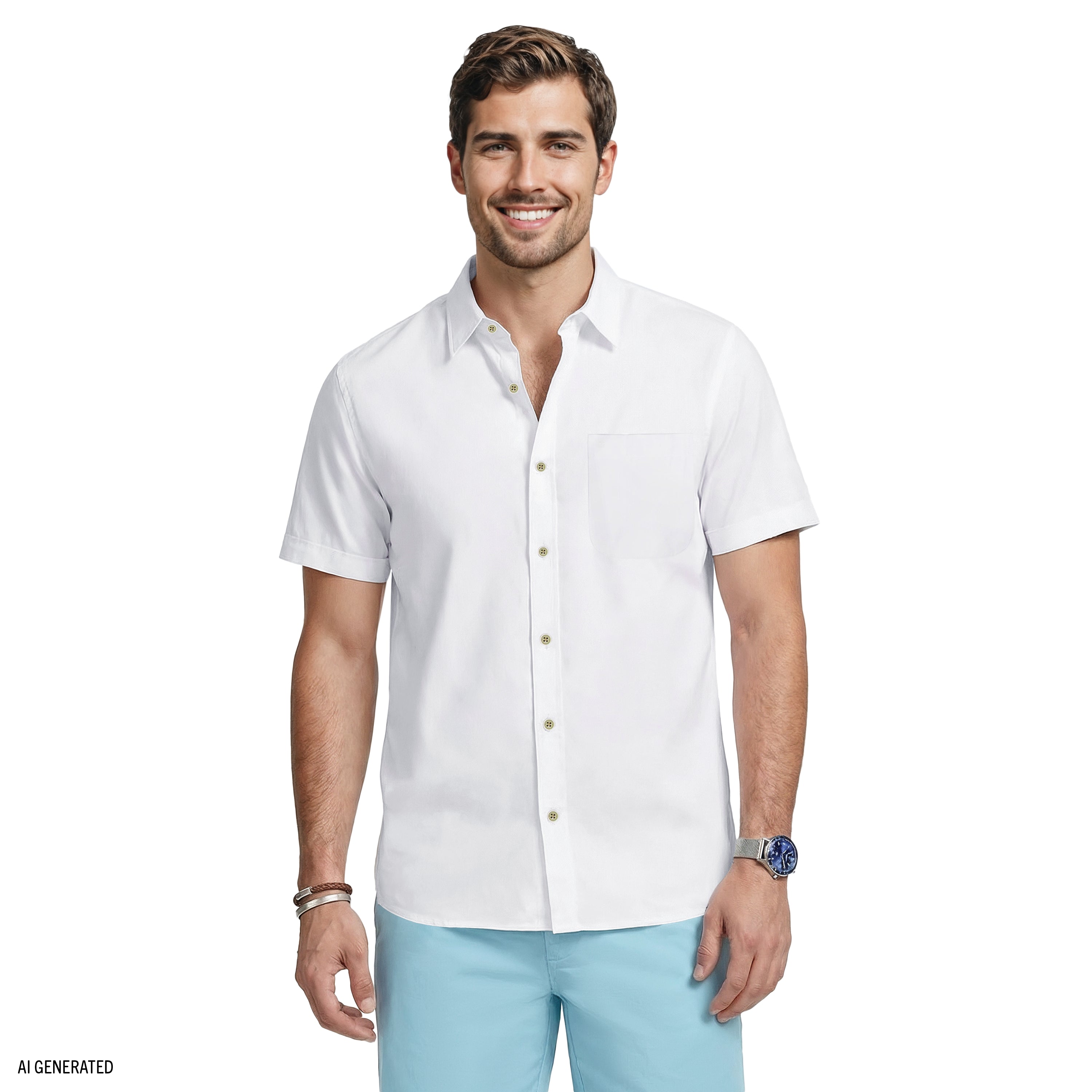 men dress shirt short sleeve white thick True Classic White Short Sleeve Knit Shirt