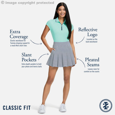 PAULINE PLEATED ​PULL-ON SKORT - MEDIEVAL BLUE – IZOD