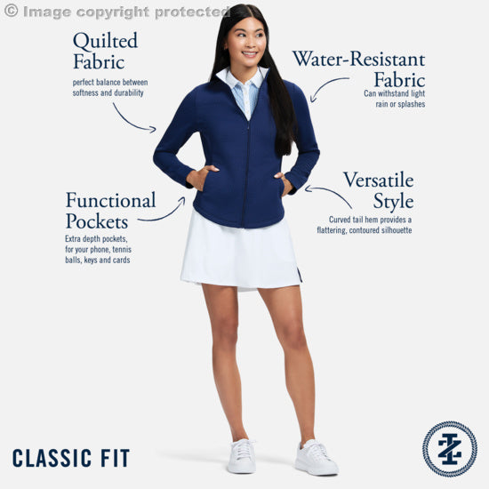 CASSIE PERFORMANCE STRETCH ZIP-UP ATHLETIC LIGHTWEIGHT JACKET - MEDIEVAL BLUE