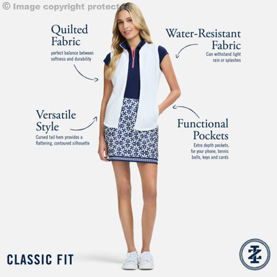 CASSIE QUILTED​ FULL ZIP VEST - MEDIEVAL BLUE – IZOD