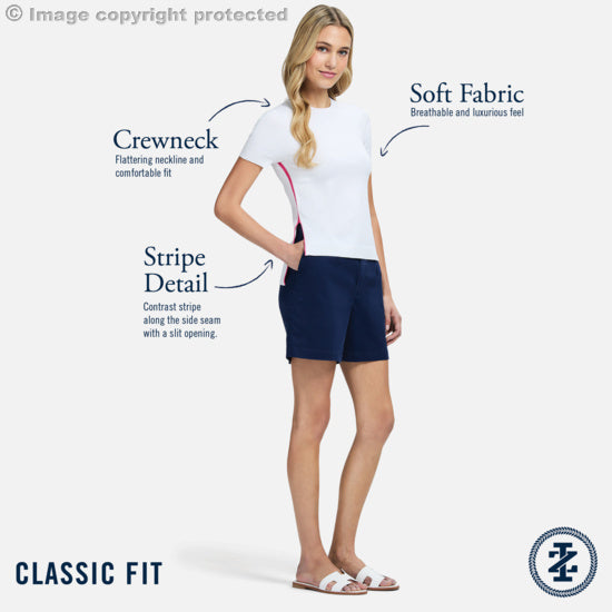 SKYLAR PERFORMANCE STRETCH SHORT-SLEEVE SWEATER - MEDIEVAL BLUE
