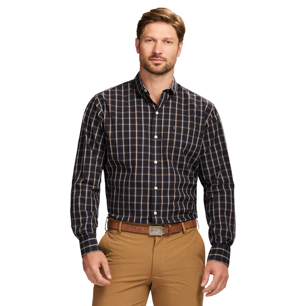 PERFORMANCE COMFORT LONG SLEEVE BUTTON DOWN SHIRT - CAVIAR