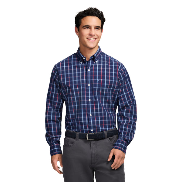 PERFORMANCE COMFORT LONG SLEEVE BUTTON DOWN SHIRT - MEDIEVAL BLUE
