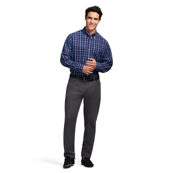 PERFORMANCE COMFORT LONG SLEEVE BUTTON DOWN SHIRT - MEDIEVAL BLUE