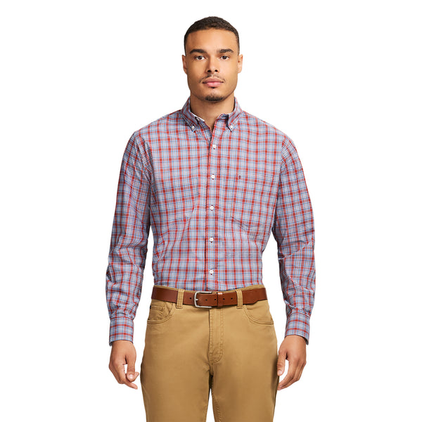 PERFORMANCE COMFORT LONG SLEEVE BUTTON DOWN SHIRT - BURNT HENNA