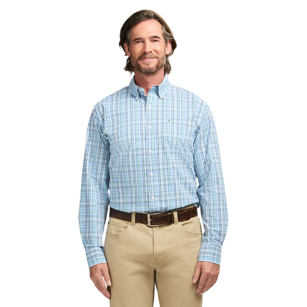 PERFORMANCE COMFORT LONG SLEEVE BUTTON DOWN SHIRT - TREKKING GREEN