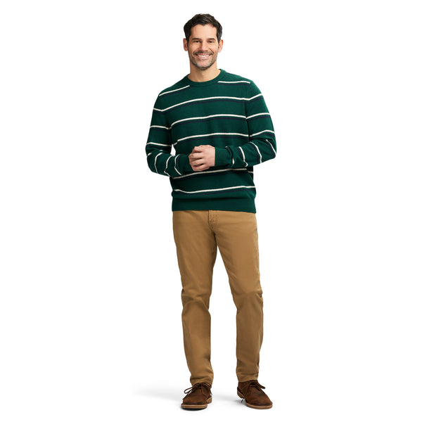 LUXURY SOFT YARN STRIPED 
CREW NECK SWEATER - RAIN FOREST