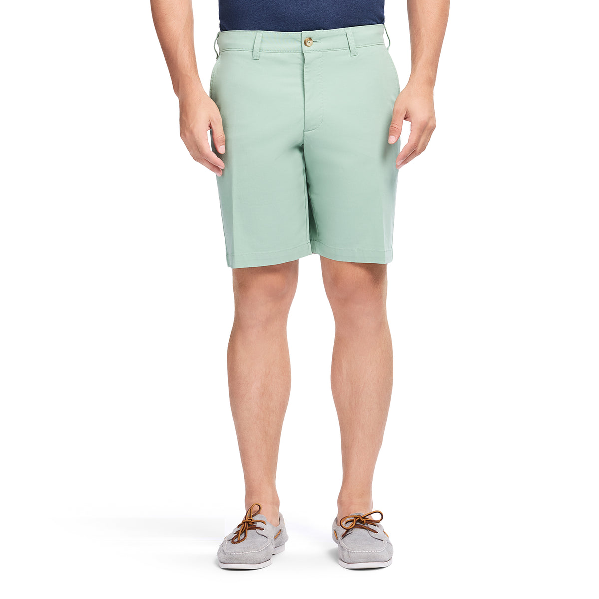 izod dress shorts SALTWATER 9.5" FLAT-FRONT CHINO SHORT flat front shorts have a 9.5 inseam and forgiving stretch waistband Men's IZOD 9.5-in. Soft Touch