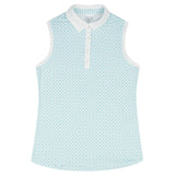 ALLY SLEEVELESS PRINTED POLO - ARUBA BLUE