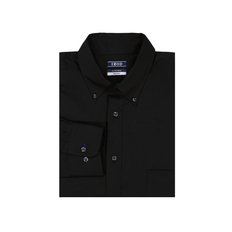 ALL-OVER STRETCH BUTTON-DOWN SHIRT - BLACK