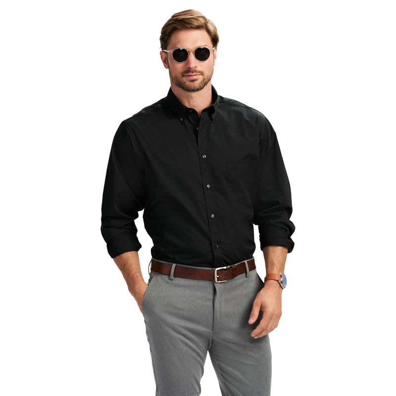 ALL-OVER STRETCH BUTTON-DOWN SHIRT - BLACK