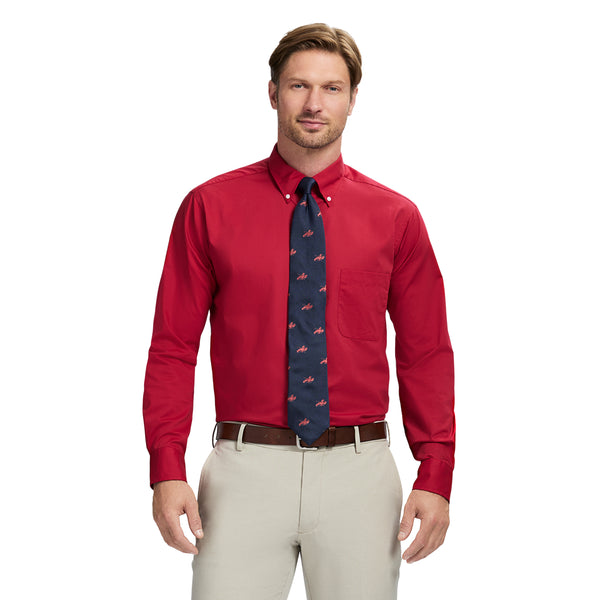 ALL-OVER STRETCH BUTTON-DOWN SHIRT - CRIMSON