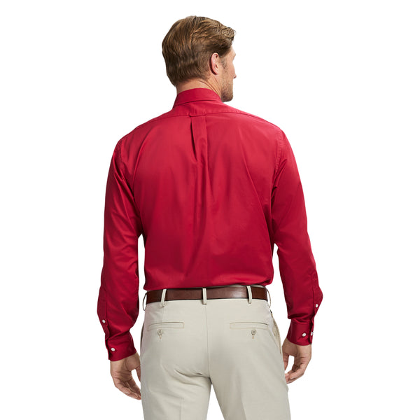 ALL-OVER STRETCH BUTTON-DOWN SHIRT - CRIMSON