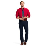 ALL-OVER STRETCH BUTTON-DOWN DRESS SHIRT (BUTTON DOWN COLLAR) - CRIMSON