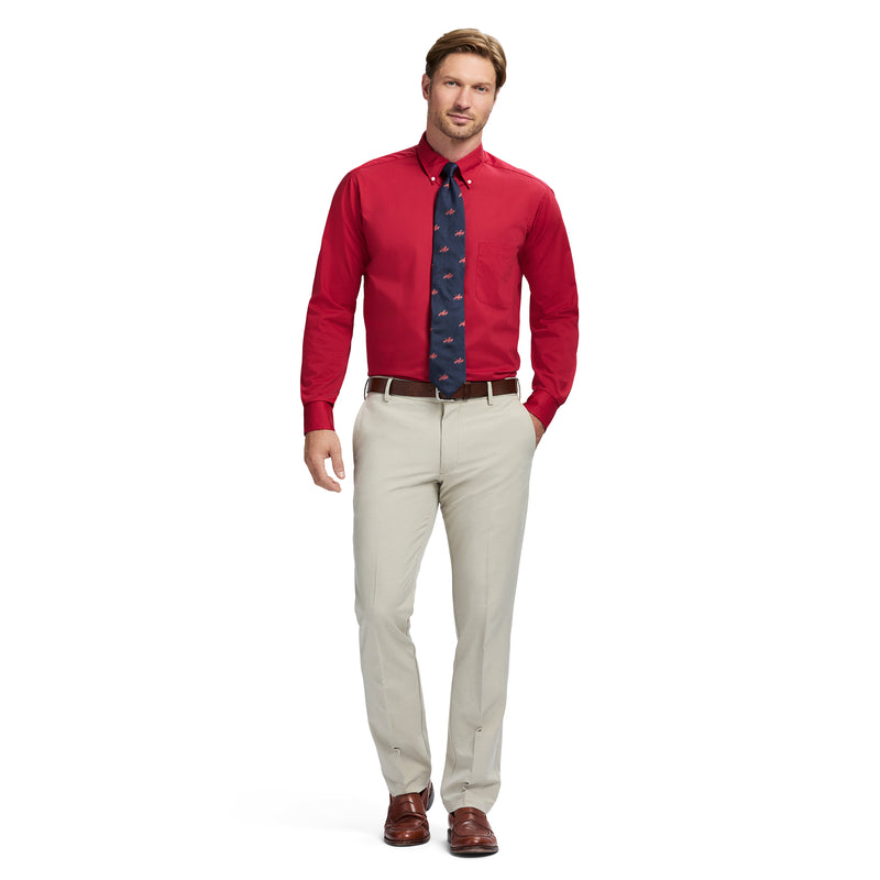 ALL-OVER STRETCH BUTTON-DOWN SHIRT - CRIMSON