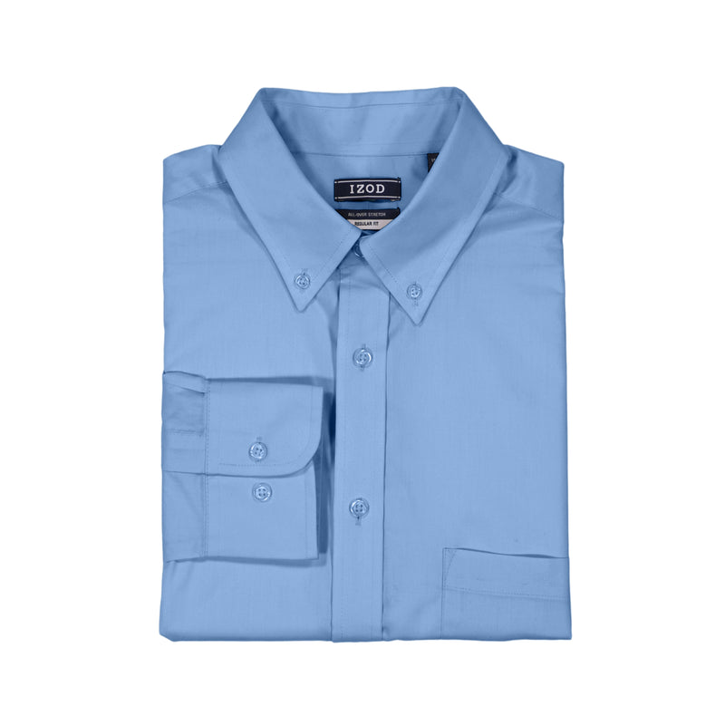 BIG AND TALL ALL-OVER STRETCH BUTTON-DOWN SHIRT - CORNFLOWER BLUE