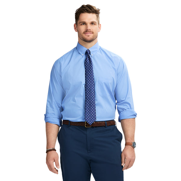 BIG AND TALL ALL-OVER STRETCH BUTTON-DOWN SHIRT - CORNFLOWER BLUE