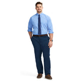 BIG & TALL ALL-OVER STRETCH BUTTON DOWN DRESS SHIRT - CORNFLOWER BLUE