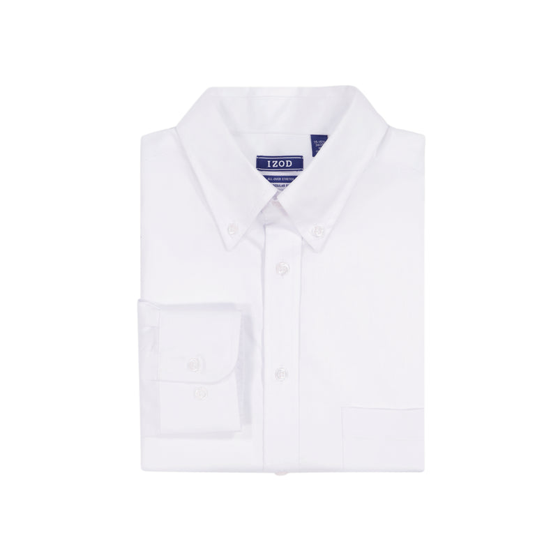 BIG AND TALL ALL-OVER STRETCH BUTTON-DOWN SHIRT - WHITE