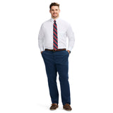 BIG & TALL ALL-OVER STRETCH BUTTON DOWN DRESS SHIRT - WHITE