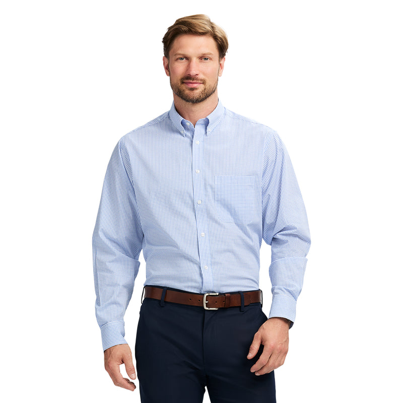 ALL-OVER STRETCH BUTTON-DOWN SHIRT - BLUE