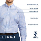 BIG & TALL ALL-OVER STRETCH BUTTON DOWN DRESS SHIRT - CORNFLOWER BLUE