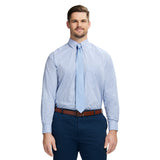 BIG & TALL ALL-OVER STRETCH BUTTON DOWN DRESS SHIRT - BLUE