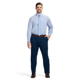 BIG & TALL ALL-OVER STRETCH BUTTON DOWN DRESS SHIRT - BLUE