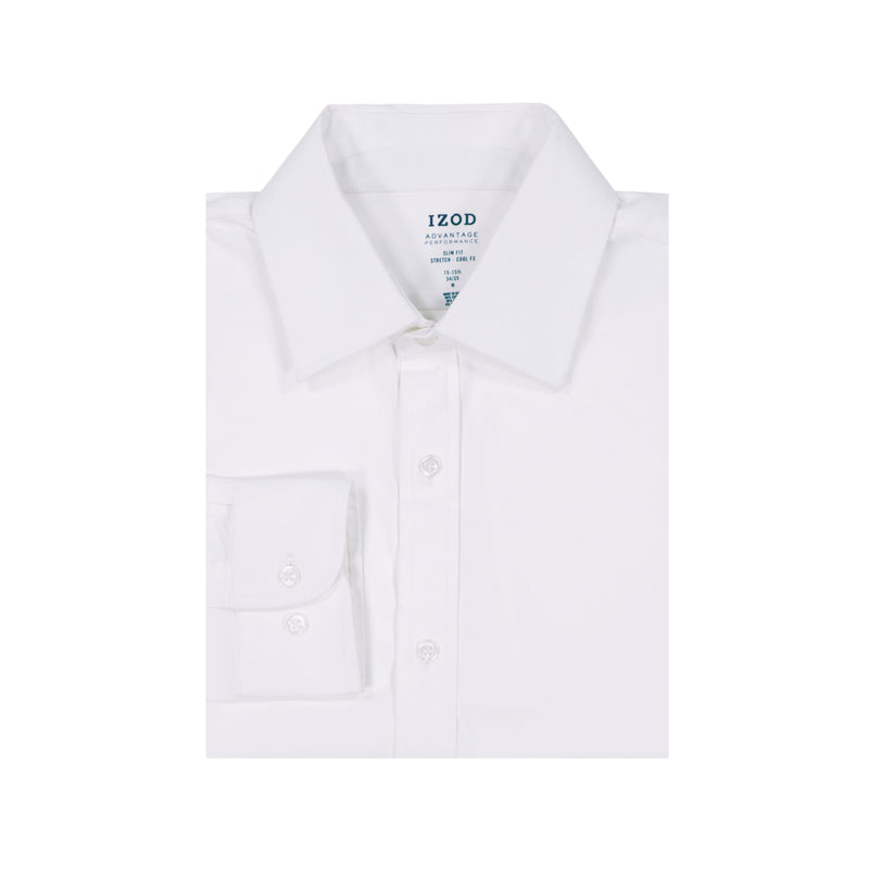 ADVANTAGE PERFORMANCE COOL FX SPREAD COLLAR SLIM FIT BUTTON-DOWN SHIRT - WHITE