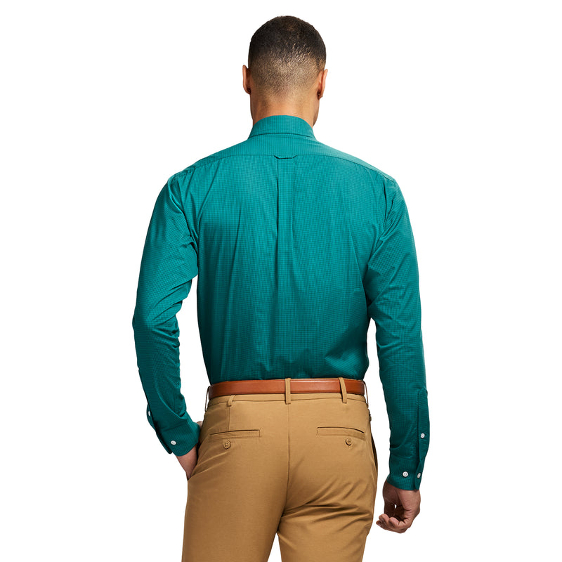 ALL OVER STRETCH BUTTON DOWN DRESS SHIRT - PACIFIC