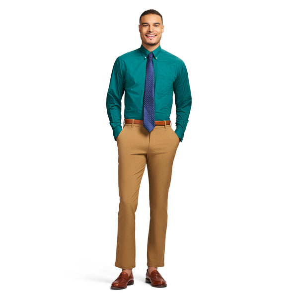 ALL OVER STRETCH BUTTON DOWN DRESS SHIRT - PACIFIC