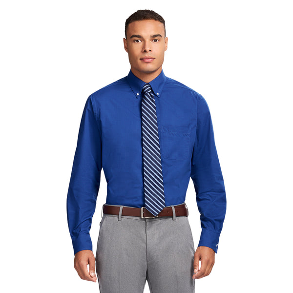 ALL OVER STRETCH BUTTON DOWN DRESS SHIRT - TRUE BLUE