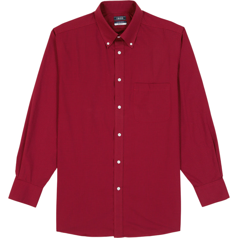 ALL OVER STRETCH BUTTON DOWN DRESS SHIRT - BIKING RED